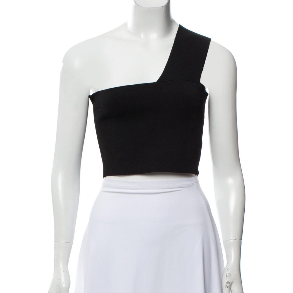 A.L.C. Black One-Shoulder Crop Top